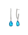 A & M SILVER-TONE AQUA TEAR DROP EARRINGS