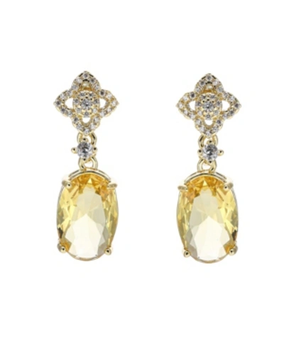 A & M Gold-tone Pear Shaped Topaz Accent Earrings