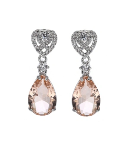 A & M Silver-tone Pink Topaz Accent Pear Shaped Earrings
