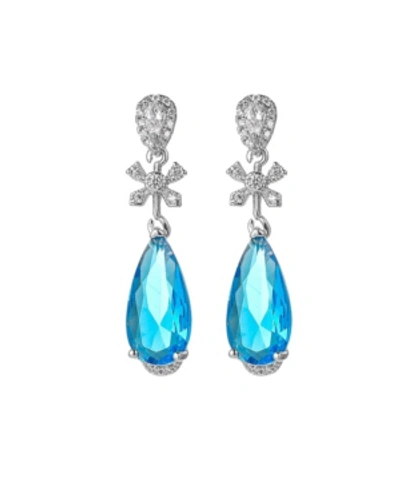 A & M Blue Accent Drop Earrings In Silver-tone