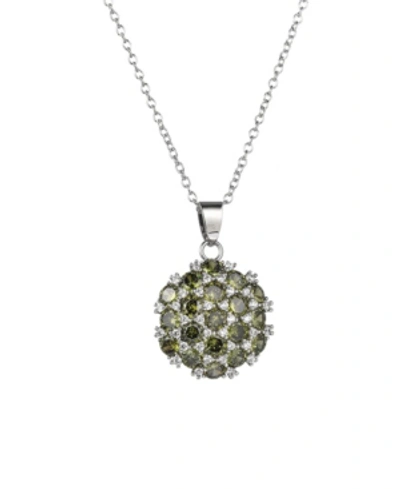 A & M Silver-tone Olive Flower Cluster Pendant Necklace