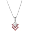 A & M SILVER-TONE RUBY ACCENT TRIANGLE PENDANT NECKLACE