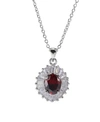 A & M A & M SILVER-TONE LAYERED GARNET ACCENT PENDANT NECKLACE