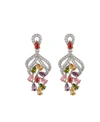 A & M SILVER-TONE MULTICOLOR CLUSTER EARRINGS