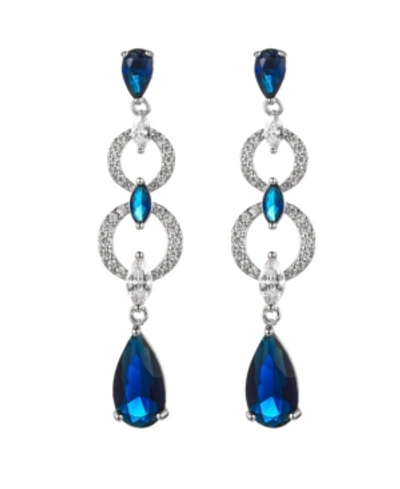 A & M Silver-tone Sapphire Accent Layered Drop Earrings