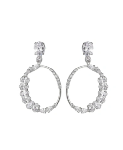 A & M Cluster Round Drop Earrings In Silver-tone