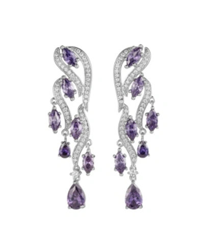 A & M Silver-tone Amethyst Accent Cluster Drop Earrings