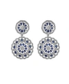 A & M SILVER-TONE SAPPHIRE ACCENT DISC EARRINGS