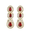 A & M GOLD-TONE RUBY ACCENT TRIBAL DROP EARRINGS