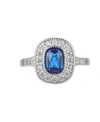 A & M SILVER-TONE SAPPHIRE ACCENT RING