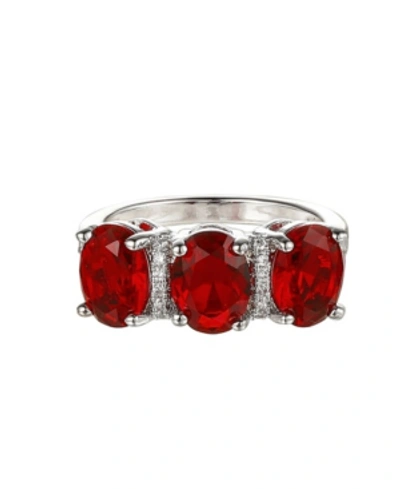 A & M Silver-tone Ruby Accent Trio Pear Ring