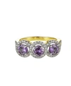 A & M GOLD-TONE SAPPHIRE ACCENT TRIO RING