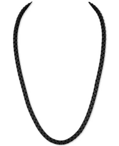 Esquire Men's Jewelry Men's Box Link 22" Chain Necklace In Black Enamel Over Stainless Steel (also In Red & Blue Enamel),