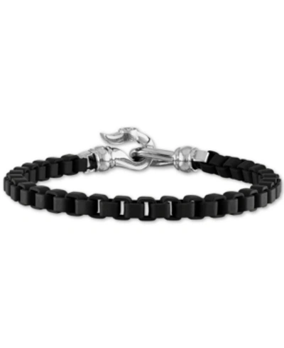 Esquire Men's Jewelry Box Link Chain Bracelet In Black Enamel & Stainless Steel (also In Red & Blue Enamel), Created For M