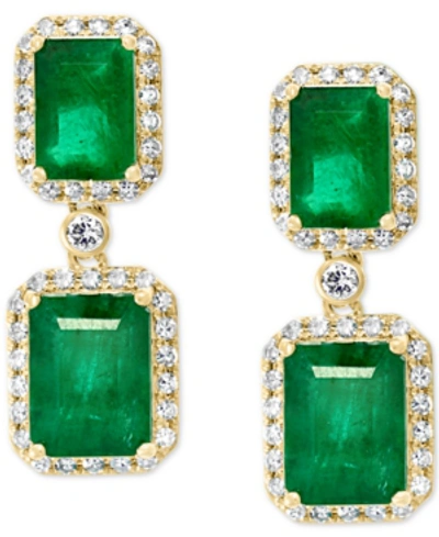 Effy Collection Effy Emerald (4-3/4 Ct. T.w.) & Diamond (3/8 Ct. T.w.) Drop Earrings In 14k White Gold Or Yellow Gol In Yellow Gold