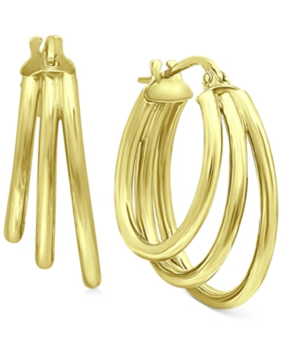 Giani Bernini Medium Triple Hoop Earrings In 18k Gold-plated Sterling Silver, 1.18", Created For Macy's In Yellow Gold