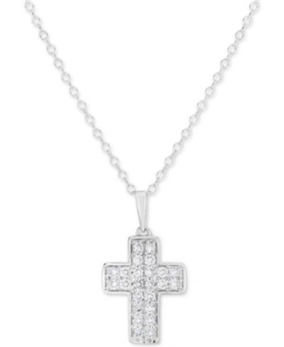 Forever Grown Diamonds Lab-created Diamond Cross 18" Pendant Necklace (1/2 Ct. T.w.) In Sterling Silver