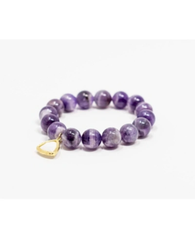 Katie's Cottage Barn Amethyst Beaded Gem Single With Crystal Accent Bracelet In Purple