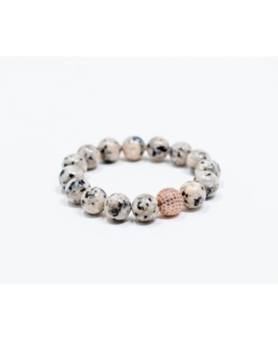 Katie's Cottage Barn Spotted Gray Jasper With Rose Gold Pave Accent Bracelet In Multi