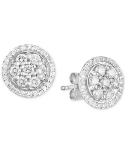 Forever Grown Diamonds Lab-created Diamond Halo Cluster Stud Earrings (3/4 Ct. T.w.) In Sterling Silver