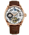 STUHRLING MEN'S BROWN LEATHER STRAP WATCH 42MM