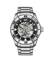 STUHRLING MEN'S SILVER TONE STAINLESS STEEL BRACELET WATCH 44MM