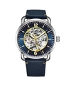 Stuhrling Men's Blue Leather Strap Watch 42mm In Blue