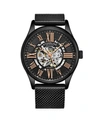 Stuhrling Men's Black Stainless Steel Bracelet Watch 42mm In Black