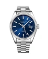 STUHRLING MEN'S SILVER TONE STAINLESS STEEL BRACELET WATCH 42MM