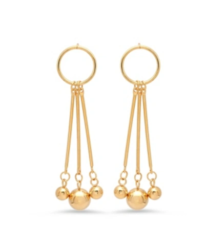 Steeltime Ladies 18k Micron Gold Plated Stainless Steel Circle Drop Earrings In Gold-plated