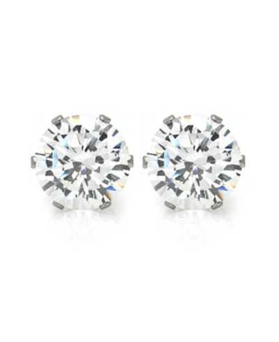 Steeltime Stainless Steel Stud Earrings In Silver-plated