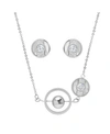 STEELTIME LADIES STAINLESS STEEL CIRCLE AND BAR DESIGN NECKLACE SET, 2 PIECE