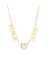 STEELTIME 18K GOLD PLATED STAINLESS STEEL PEACE LOVE DROP NECKLACE WITH HEART CHARM