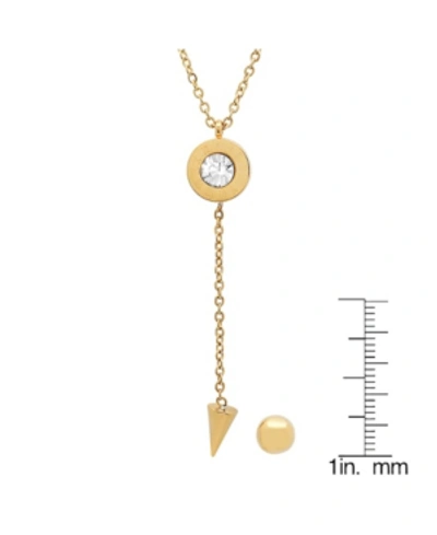 Steeltime Ladies 18k Gold Plated Stainless Steel Roman Numeral Center Drop Necklace Set, 2 Piece In Gold-plated