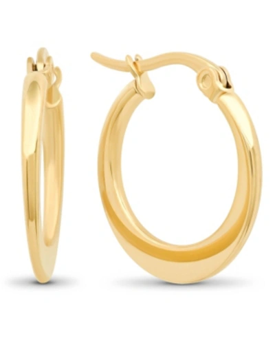 Steeltime 18k Micron Gold Plated Stainless Steel Flat Hoop Earrings In Gold-plated