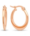 Steeltime 18k Micron Rose Gold Plated Stainless Steel Flat Hoop Earrings In Rose Gold-plated