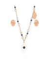 Steeltime Ladies 18k Gold Plated Stainless Steel Hamsa Design Drop Necklace Set, 2 Piece In Rose Gold-plated