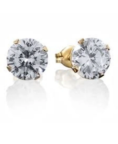 Steeltime Stainless Steel 18k Micron Gold Plated Stud Earrings In Gold-plated