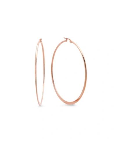 Steeltime 18k Rose Gold Plated Stainless Steel Hoop Earrings In Rose Gold-plated