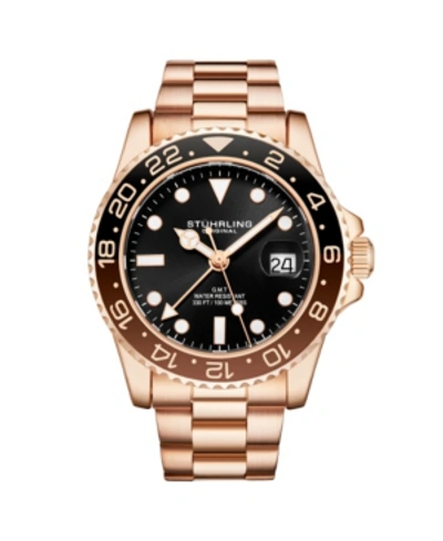 Stuhrling Men's Rose Gold Stainless Steel Bracelet Watch 42mm In Dusty Rose