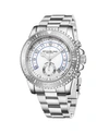 STUHRLING MEN'S SILVER TONE STAINLESS STEEL BRACELET WATCH 42MM