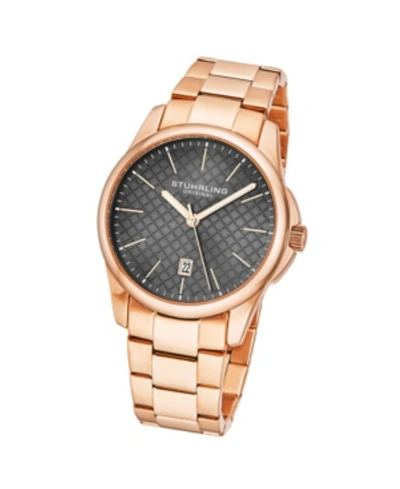 Stuhrling Men's Rose Gold Stainless Steel Bracelet Watch 42mm In Dusty Rose