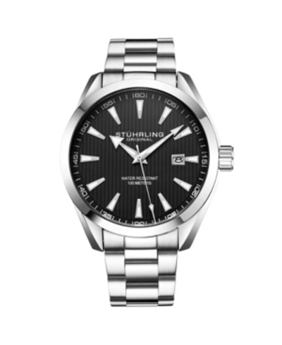 Stuhrling Men's Silver Tone Stainless Steel Bracelet Watch 42mm