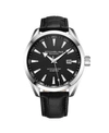 STUHRLING MEN'S BLACK LEATHER STRAP WATCH 42MM