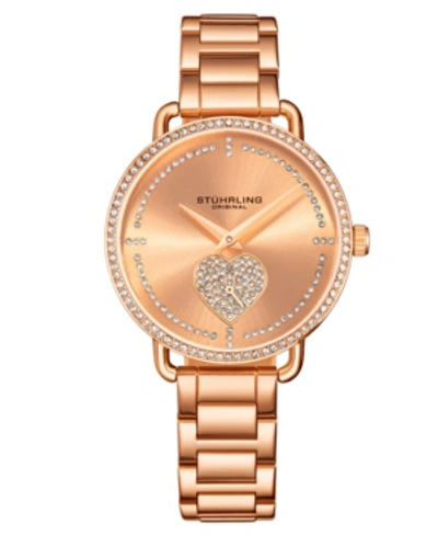 Stuhrling Women's Rose Gold Stainless Steel Bracelet Watch 38mm In Dusty Rose