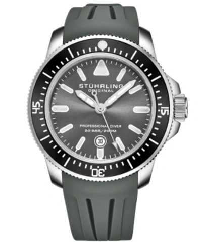 Stuhrling Men's Gray Silicone Rubber Strap Watch 43mm