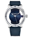 Stuhrling Men's Blue Rubber Silicone Strap Watch 42mm In Blue