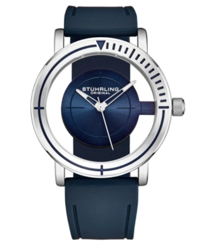 Stuhrling Men's Blue Rubber Silicone Strap Watch 42mm