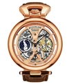 Stuhrling Men's Brown Leather Strap Watch 49mm In Brown
