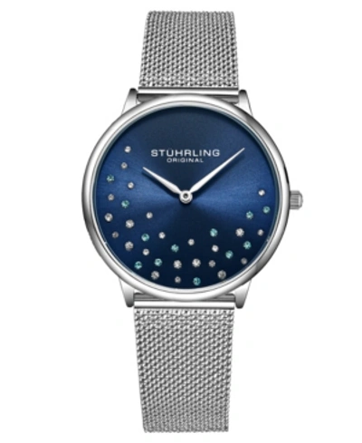 Stuhrling Women's Silver Tone Mesh Stainless Steel Bracelet Watch 38mm